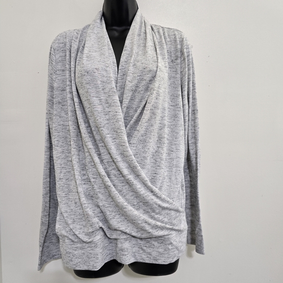 Soma Tops - SOMA size Large Long Sleeve  Surplice Neck Faux Wrap Comfy Top Heathered Gray